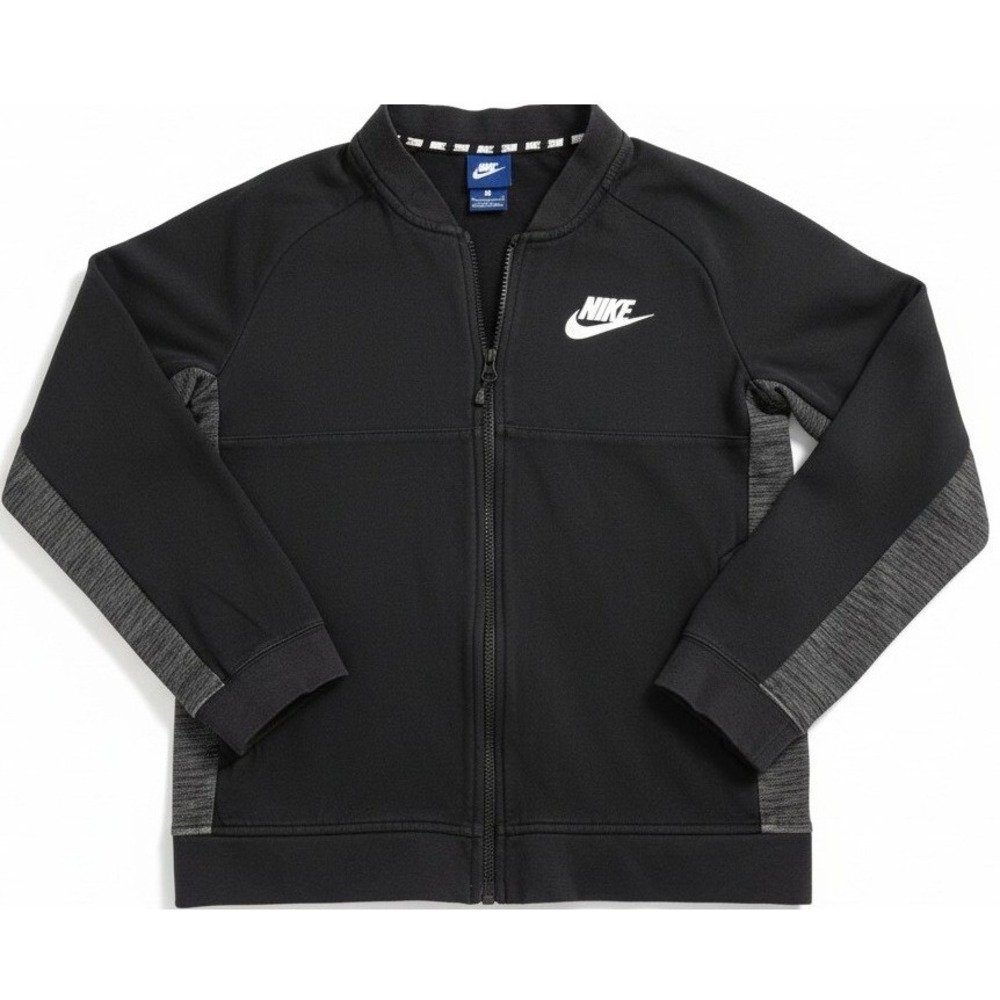 Nike Women's XL Black Logo Jacket Full Zip Gray Accent Track Jacket